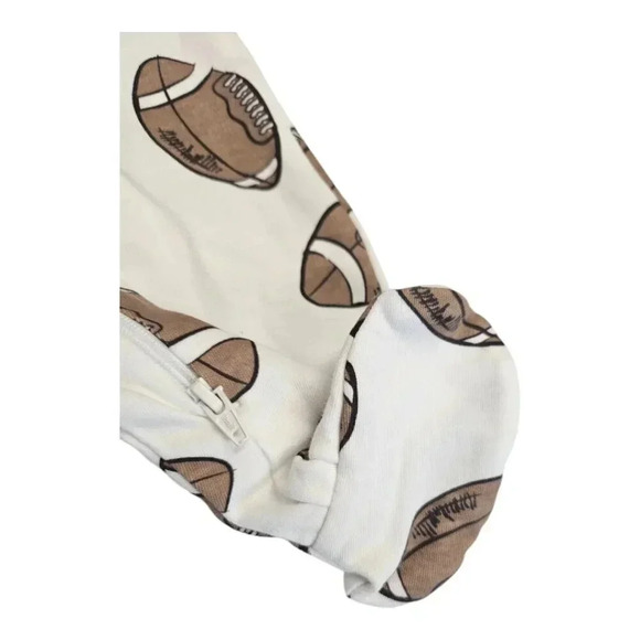 NB Football Footed Pajamas Bodysuit with Cuffed Sleeves and Zipper NWT - Picture 3 of 6
